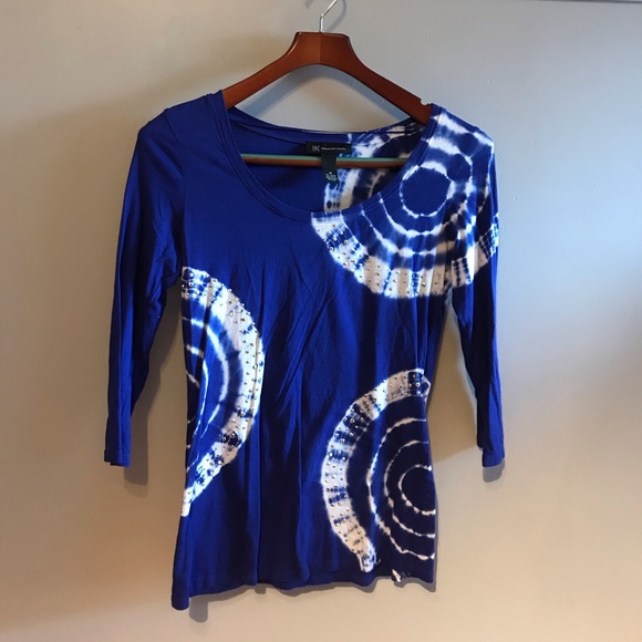 INC International Concepts Tops - purple tie dyed pattern 3/4 length  sleeved tee.